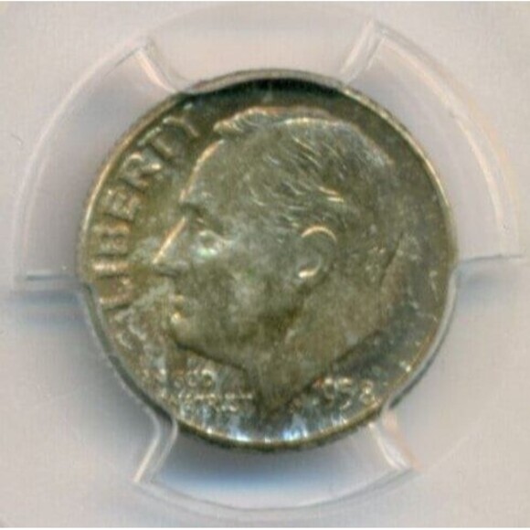 1958 D Roosevelt Dime MS66 FB PCGS Obverse Toned - Picture 3 of 4